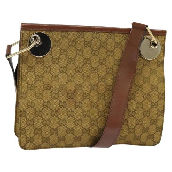 GUCCI GG Canvas Shoulder Bag Beige Gold - Picture 1 of 16